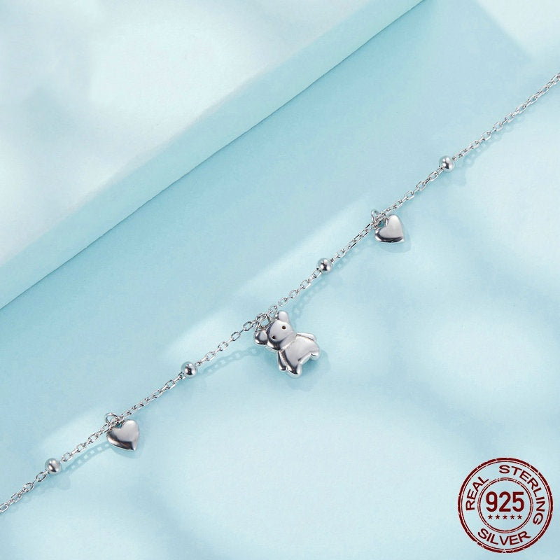 Loving Heart In Sterling Silver Bear Bracelet