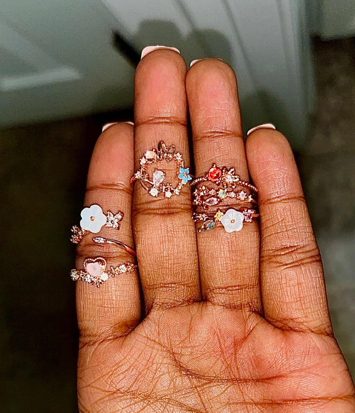 Soft Bloom Romance Ring Set