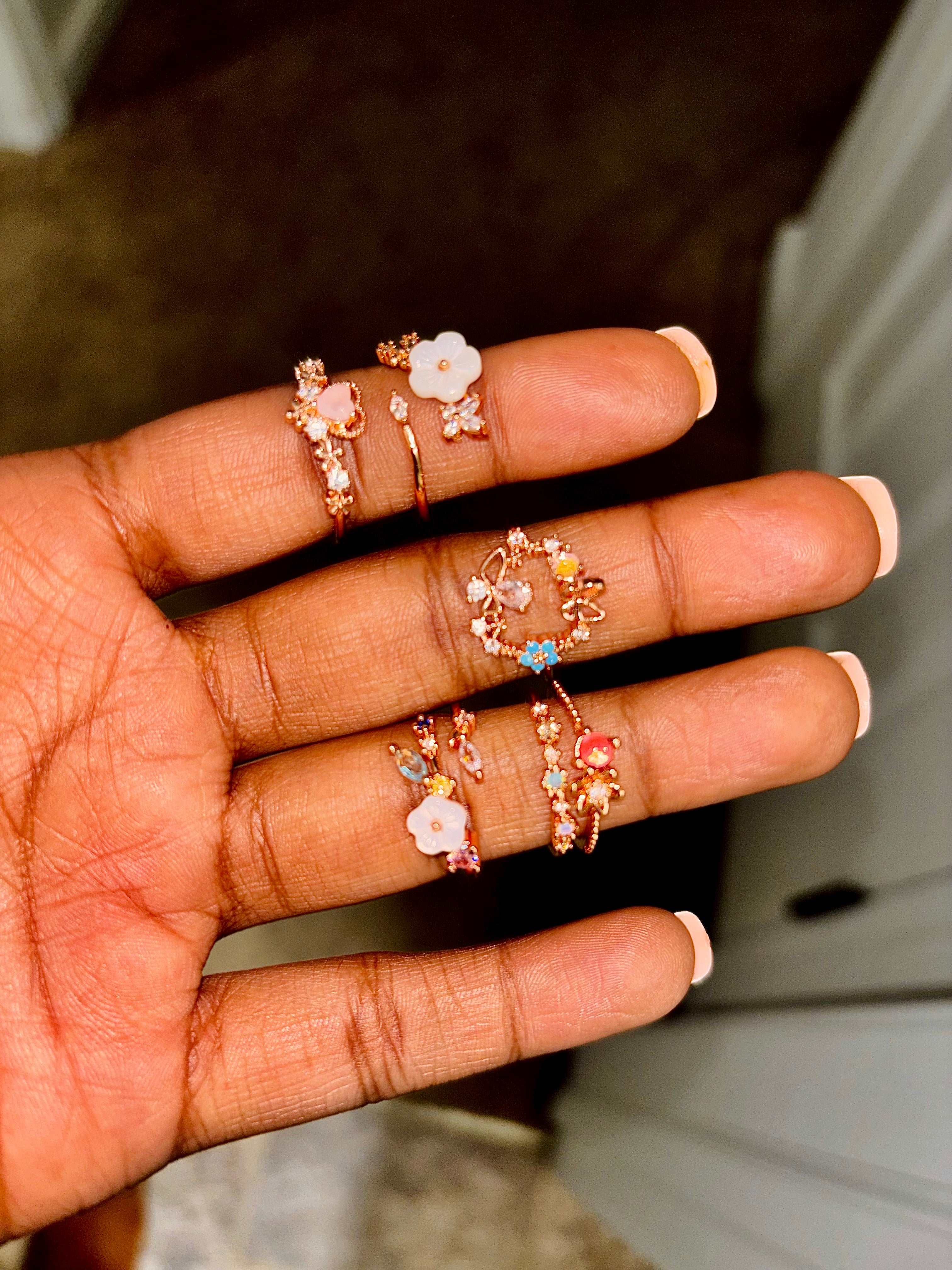 Soft Bloom Romance Ring Set