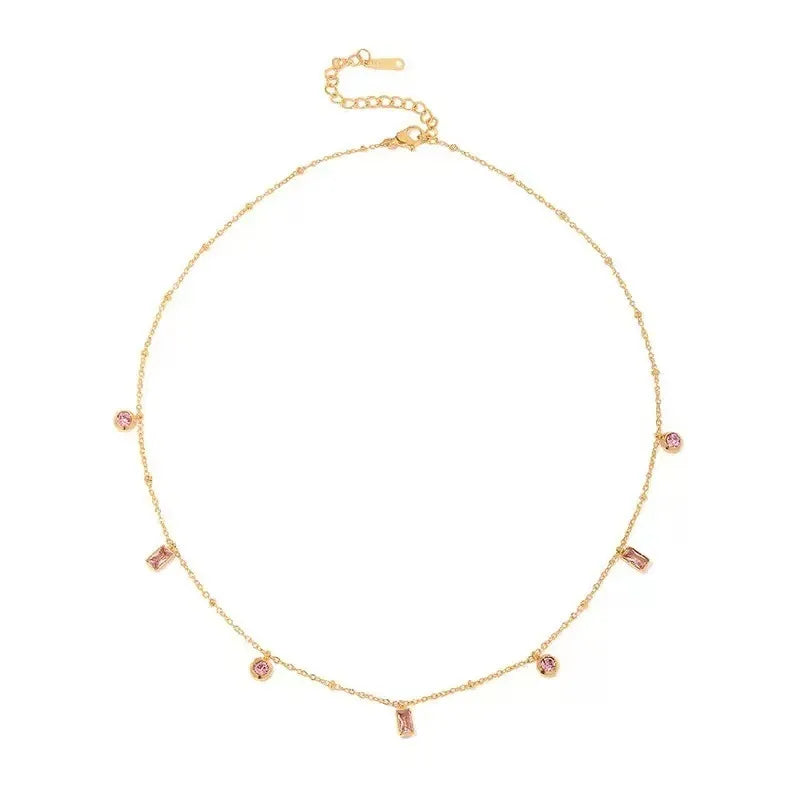 Pink Gold Geometric Style Necklace