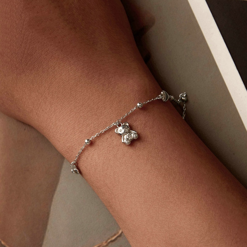 Loving Heart In Sterling Silver Bear Bracelet