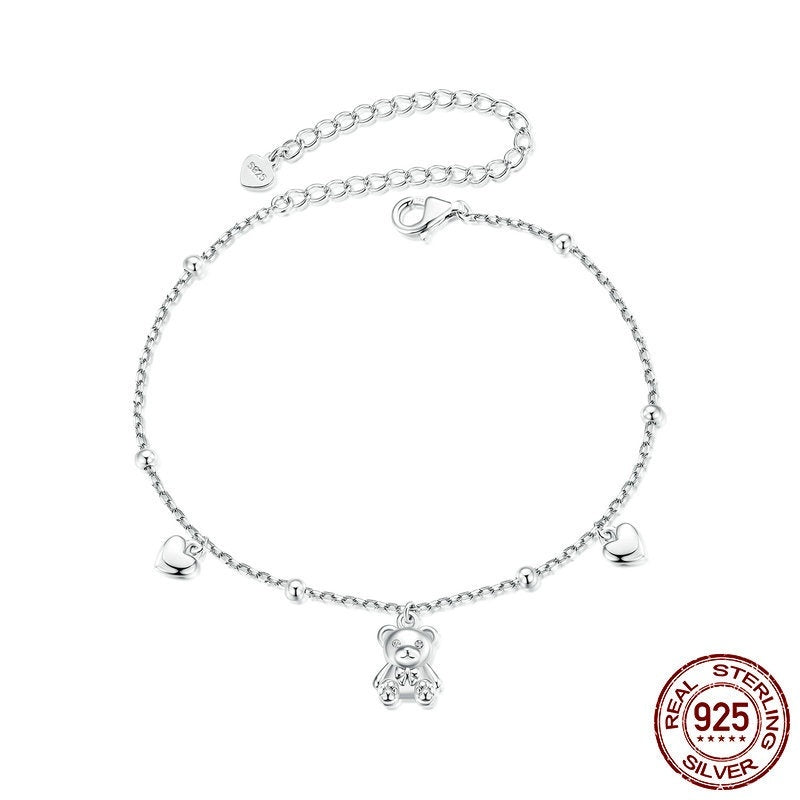 Loving Heart In Sterling Silver Bear Bracelet